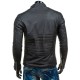 Men's Slim Fit Zipper Pocket Style Padded Sleeves Leather Jacket
