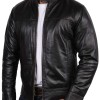 Men's Simple Look Snap Tab Collar Black Leather Jacket Men's Simple Look Snap Tab Collar Black Leather Jacket