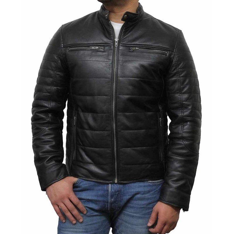 Men's Biker Style Puffer Leather Jacket Men's Biker Style Puffer Leather Jacket