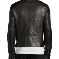 Men's Biker Style Cafe Racer Black Leather Jacket