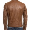 Men's Snap Tab Collar Biker Real Brown Leather Jacket Men's Snap Tab Collar Biker Real Brown Leather Jacket
