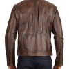 Men's Stand Collar Distressed Brown Leather Jacket Men's Stand Collar Distressed Brown Leather Jacket