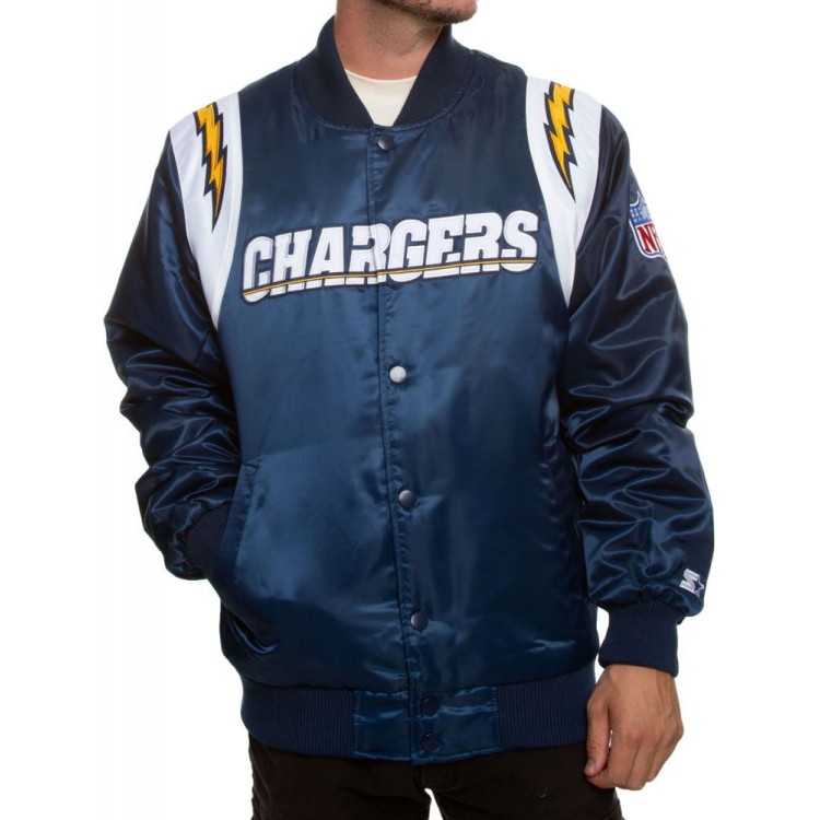 Men's Bomber Chargers Los Angeles Satin Jacket Men's Bomber Chargers Los Angeles Satin Jacket