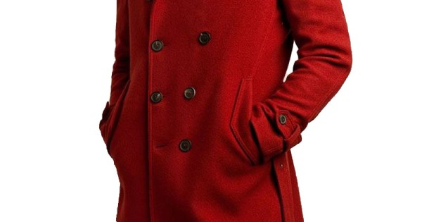 Men s Street Wear Double Breasted Red Coat Films Jackets