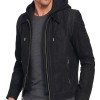 Men's Suede Black Leather Hooded Jacket Men's Suede Black Leather Hooded Jacket