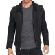 Men's Suede Black Leather Hooded Jacket