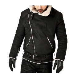 Men's Diagonal Zipper Double Face Suede Jacket