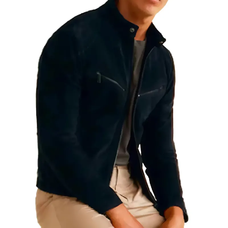 Men's Snap Tab Collar Suede Peccary Jacket Men's Snap Tab Collar Suede Peccary Jacket