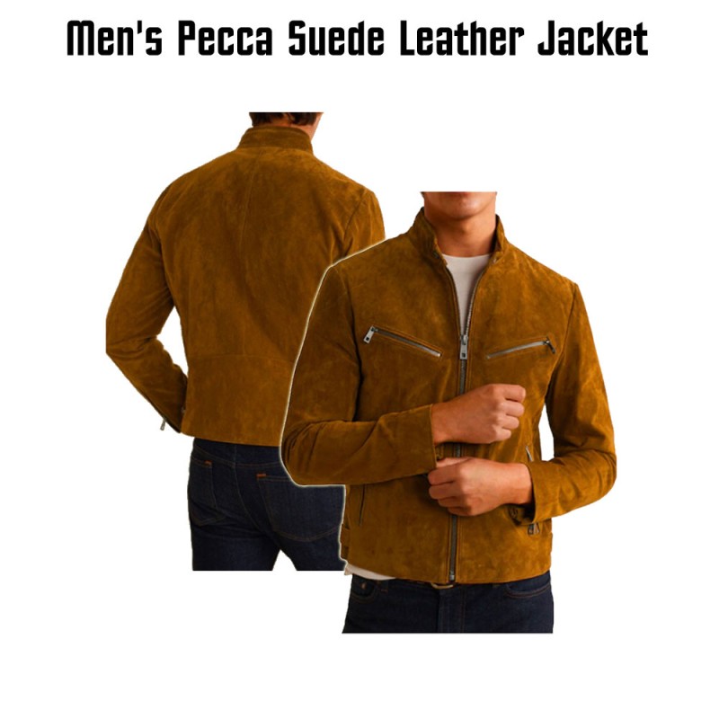 Men's Snap Tab Collar Suede Peccary Jacket Men's Snap Tab Collar Suede Peccary Jacket