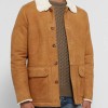 Men's Tan Brown Suede Button Closure Leather Jacket Men's Tan Brown Suede Button Closure Leather Jacket