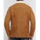 Men's Tan Brown Suede Button Closure Leather Jacket