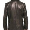 Men's Two Button Smooth Black Leather Blazer