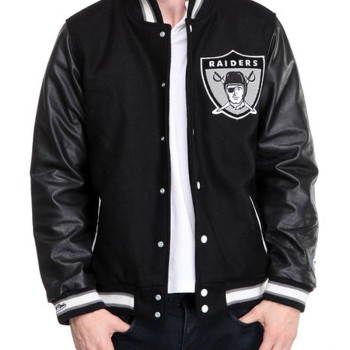 Men's Raiders Black Letterman Jacket