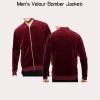 Men's Velour Bomber Burgundy Jacket Men's Velour Bomber Burgundy Jacket
