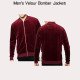 Men's Velour Bomber Burgundy Jacket