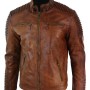 Men's Cafe Racer Vintage Distressed Brown Leather Jacket
