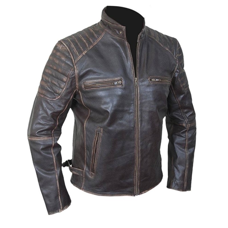 Men's Vintage Motorcycle Brown Waxed Leather Jacket Men's Vintage Motorcycle Brown Waxed Leather Jacket