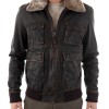 Men's Bomber Waxed Brown Leather Jacket Men's Bomber Waxed Brown Leather Jacket