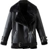 Men's Winter Shearling WFJ012 Belted Black Leather Jacket Men's Winter Shearling WFJ012 Belted Black Leather Jacket