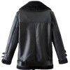 Men's Winter Shearling WFJ012 Belted Black Leather Jacket Men's Winter Shearling WFJ012 Belted Black Leather Jacket