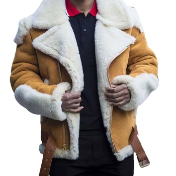 Men's WFJ03 Shearling Suede Leather Winter Jacket