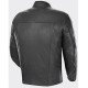 Men's Biker Black Leather White Striped Jacket