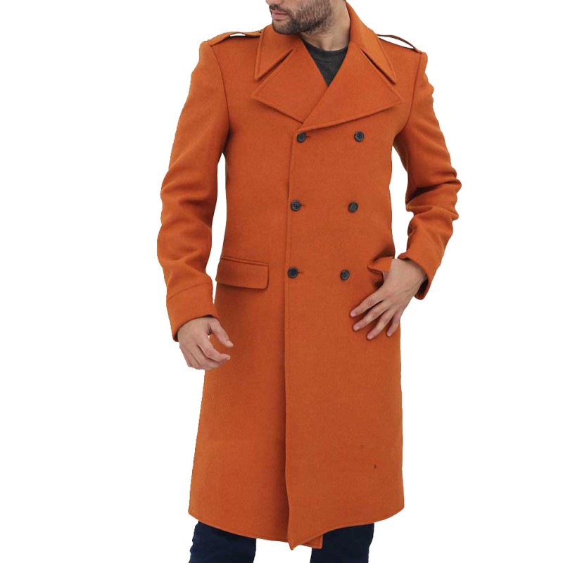 Men's Winter Orange Double Breasted Coat Men's Winter Orange Double Breasted Coat