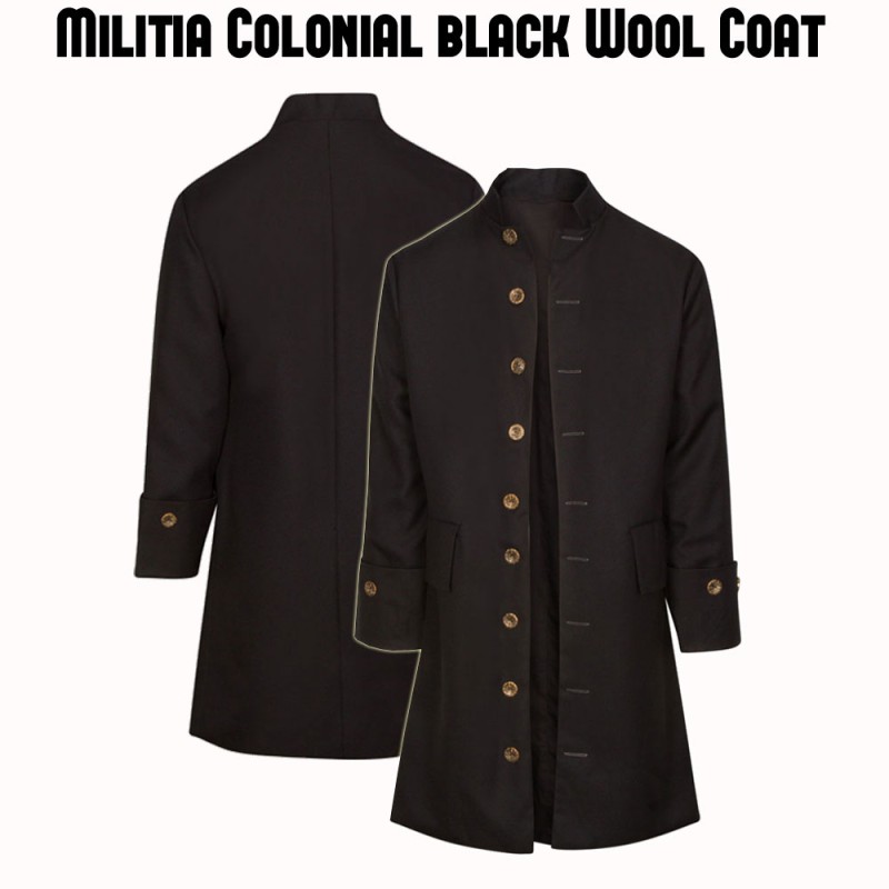 Men's Civilian Militia Colonial Black Coat Men's Civilian Militia Colonial Black Coat