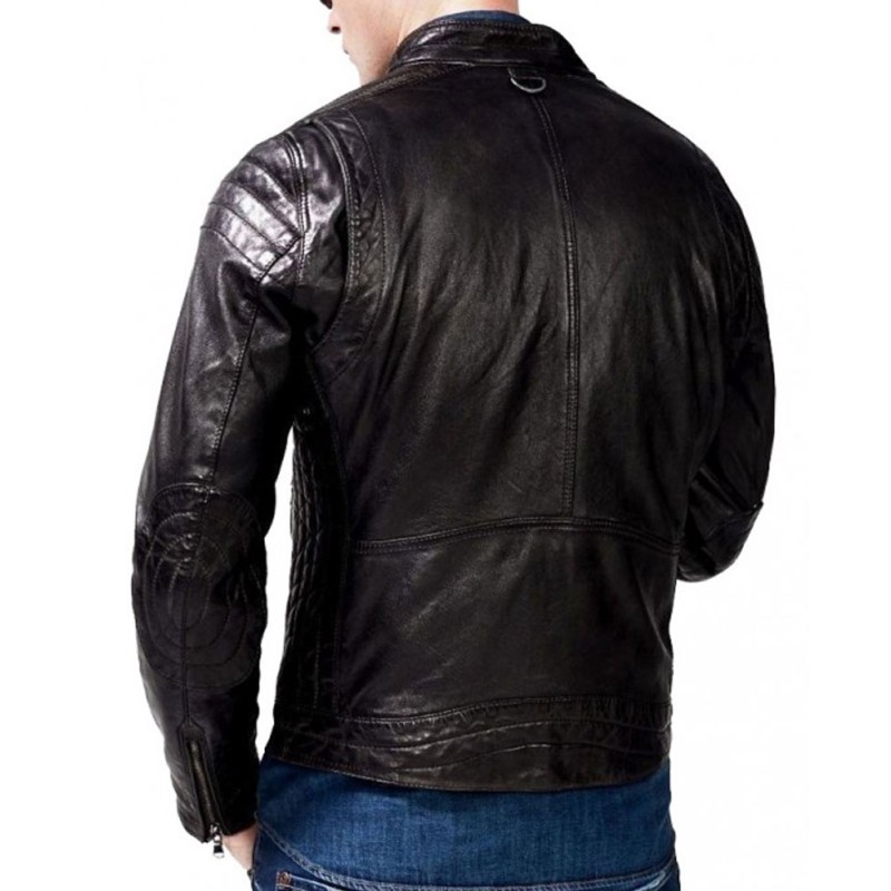 Men's Snap Tab Collar Biker Zipper Pocket Jacket Men's Snap Tab Collar Biker Zipper Pocket Jacket