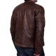 Men's Motorcycle Zipper Pockets Vintage Brown Leather Jacket