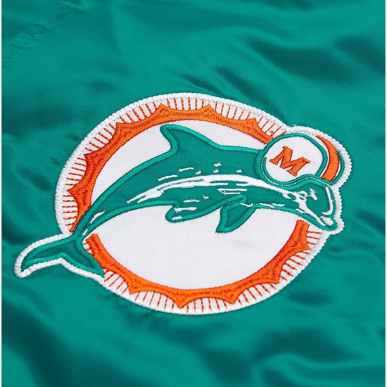 Bomber Miami Dolphins Teal Green Satin Jacket