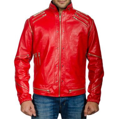 Red Michael Jackson Thriller Varsity Jacket with Leather Sleeves ...