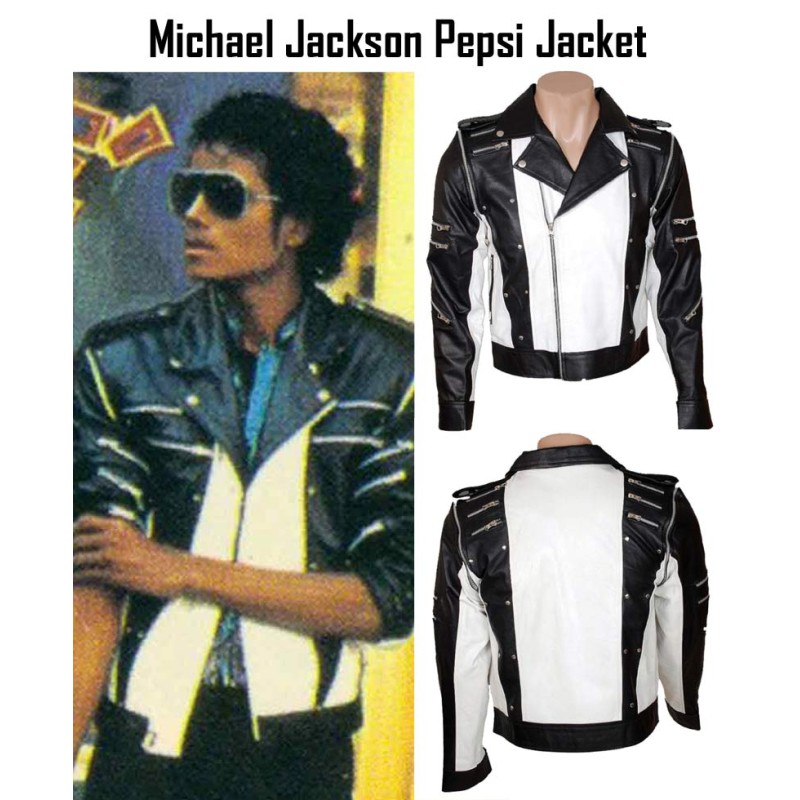 Michael Jackson Pepsi Ad Black and White Leather Jacket Michael Jackson Pepsi Ad Black and White Leather Jacket