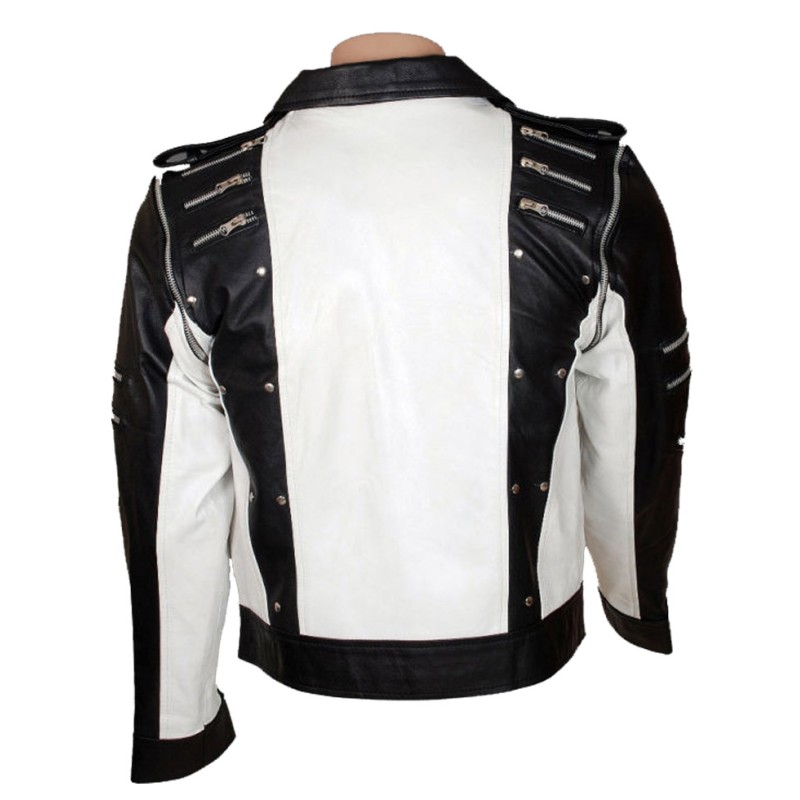 Michael Jackson Pepsi Ad Black and White Leather Jacket Michael Jackson Pepsi Ad Black and White Leather Jacket