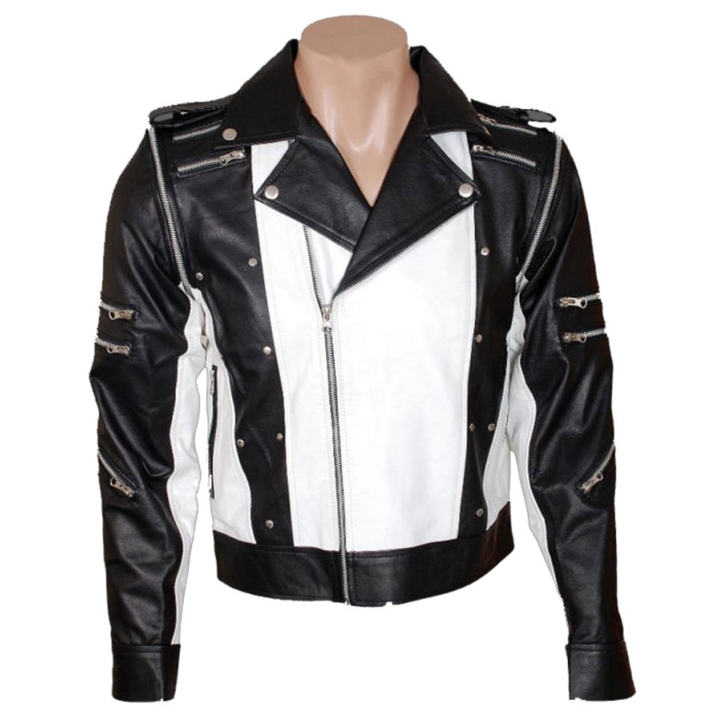 Michael Jackson Pepsi Ad Black and White Leather Jacket Michael Jackson Pepsi Ad Black and White Leather Jacket