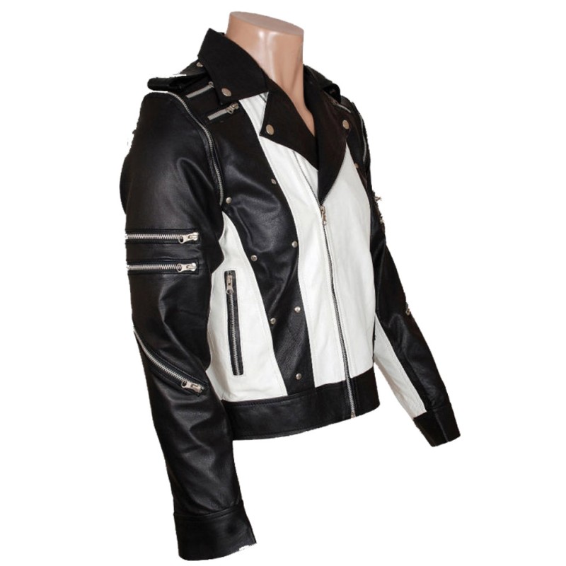 Michael Jackson Pepsi Ad Black and White Leather Jacket Michael Jackson Pepsi Ad Black and White Leather Jacket