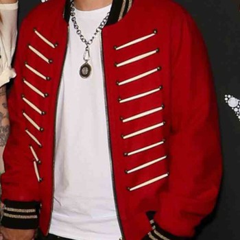 Michael Joseph Jackson Jr Red Bomber Jacket