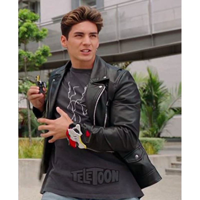Power Rangers Dino Fury Chance Perez Biker Leather Jacket Power Rangers Dino Fury Chance Perez Biker Leather Jacket