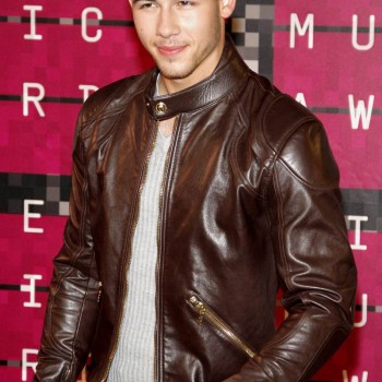 Nick Jonas Brown Leather Jacket