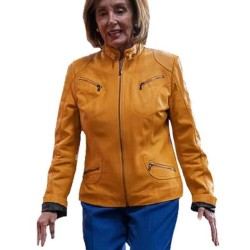 Nancy Pelosi Biker Leather Jacket