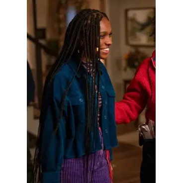 Naomi 2022 Naomi McDuffie Blue Corduroy Jacket Naomi 2022 Naomi McDuffie Blue Corduroy Jacket