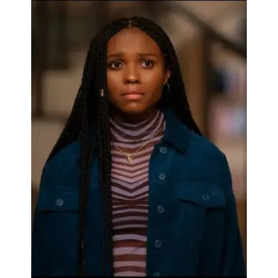 Naomi 2022 Naomi McDuffie Blue Corduroy Jacket Naomi 2022 Naomi McDuffie Blue Corduroy Jacket