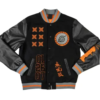 Naruto Hidden Leaf Black Varsity Jacket