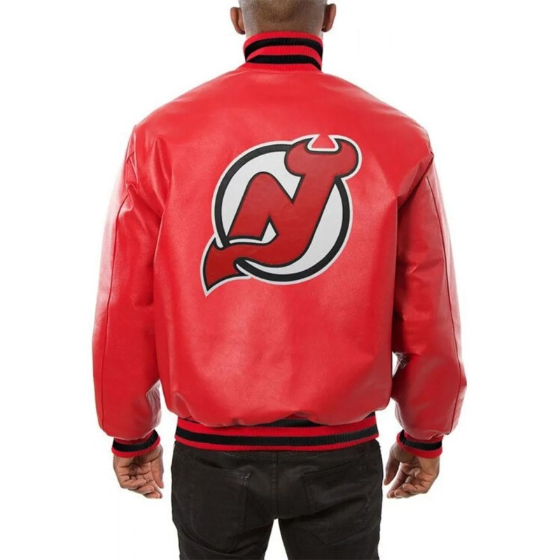 New Jersey Devils Red Leather Jacket New Jersey Devils Red Leather Jacket