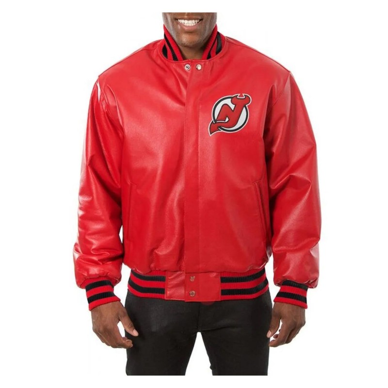 New Jersey Devils Red Leather Jacket New Jersey Devils Red Leather Jacket