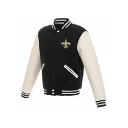New Orleans Saints White and Black Jacket