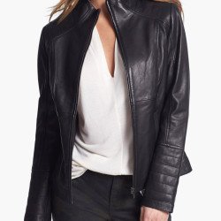 Women's New Stylish Look Casual Black Leather Jacket