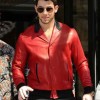 Nick Jonas Red Leather Bomber Jacket Nick Jonas Red Leather Bomber Jacket