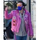 Nicolas Cage Hot Pink Leather Jacket with Patches