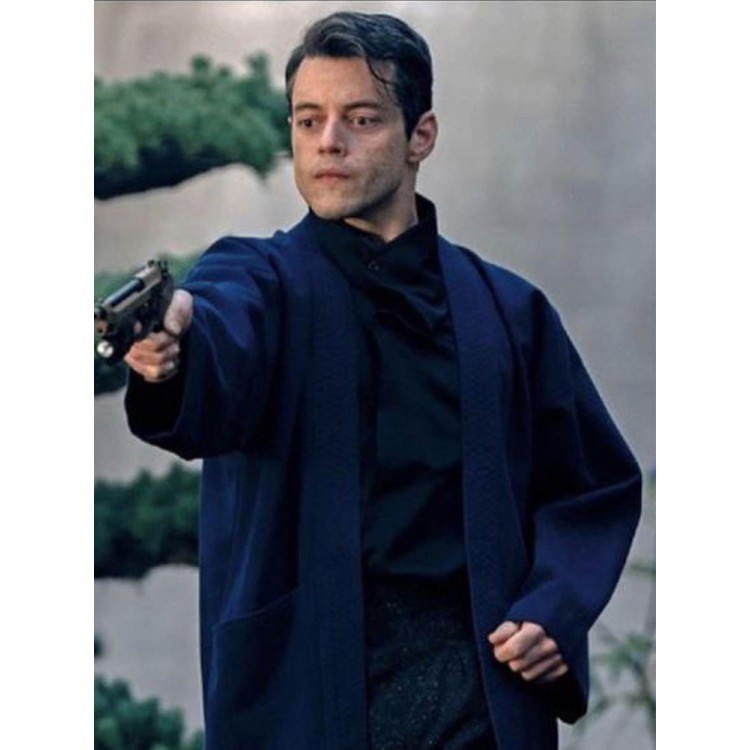 Rami Malek No Time To Die Wool Blue Coat Rami Malek No Time To Die Wool Blue Coat